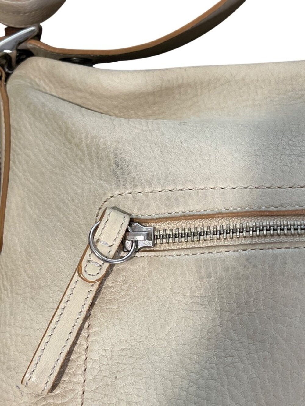 Coach Pebbled Leather Crossbody Bag With Front Zipper Pocket Messenger Beige - Picture 4 of 10
